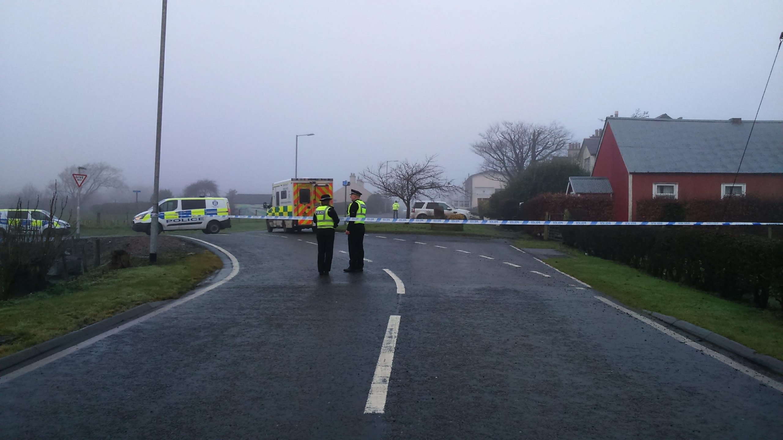 BREAKING: Police seal off Carrutherstown - two men taken to DGRI