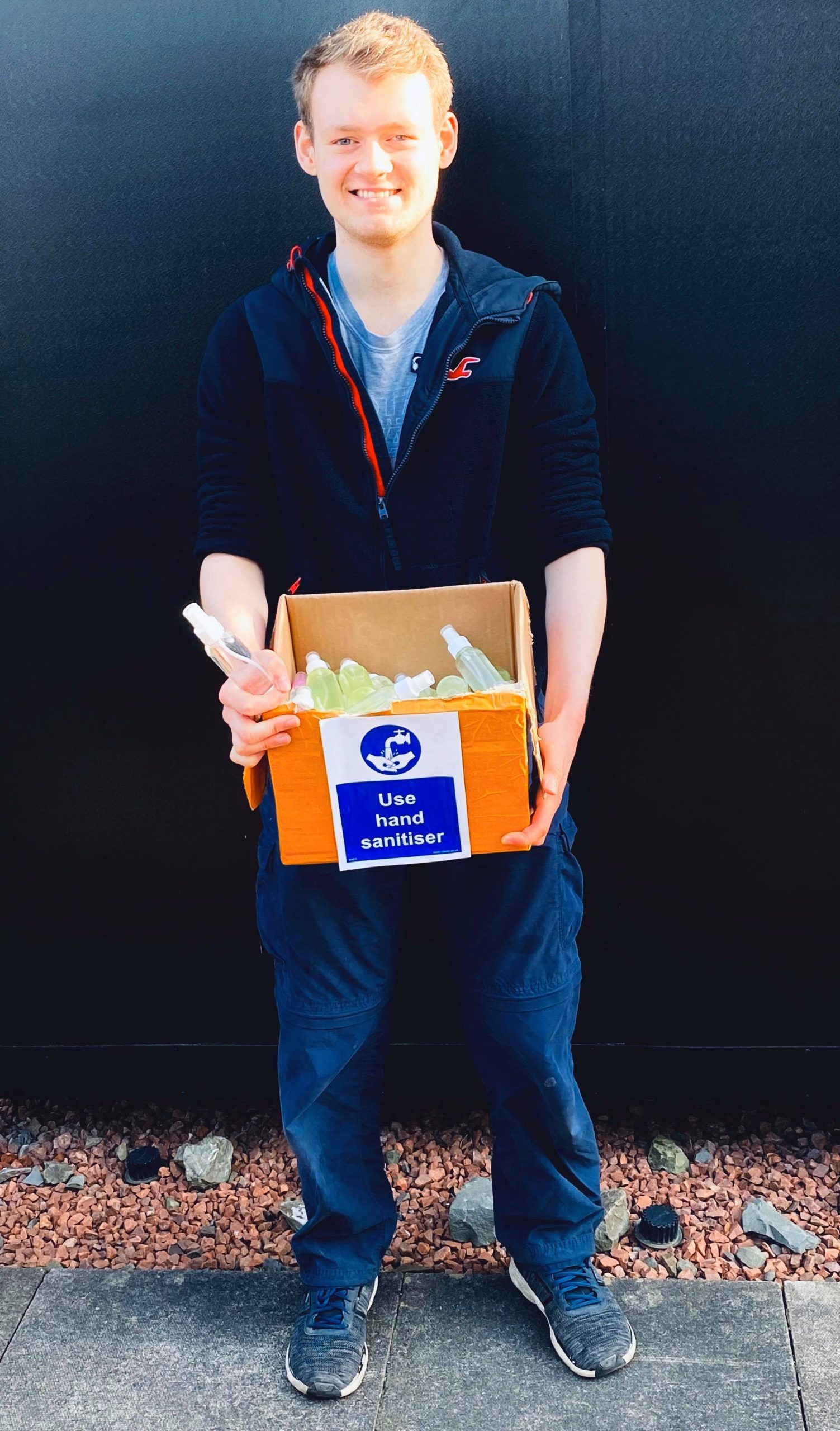 Dan swaps science for sanitiser