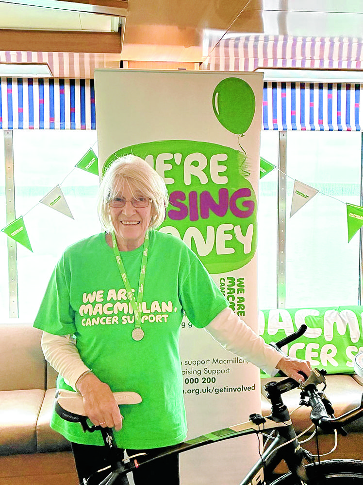 Granny Mave completes ferry cycling challenge