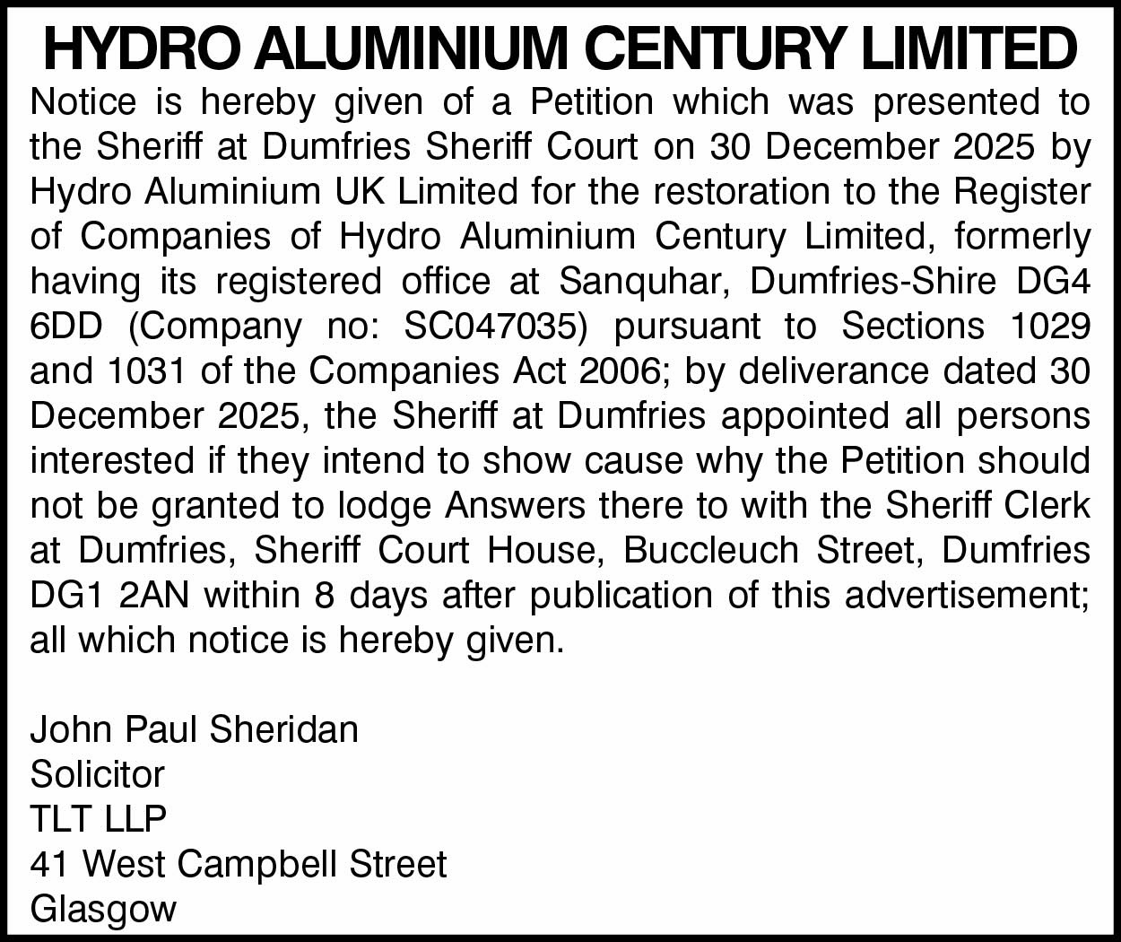 Public notice