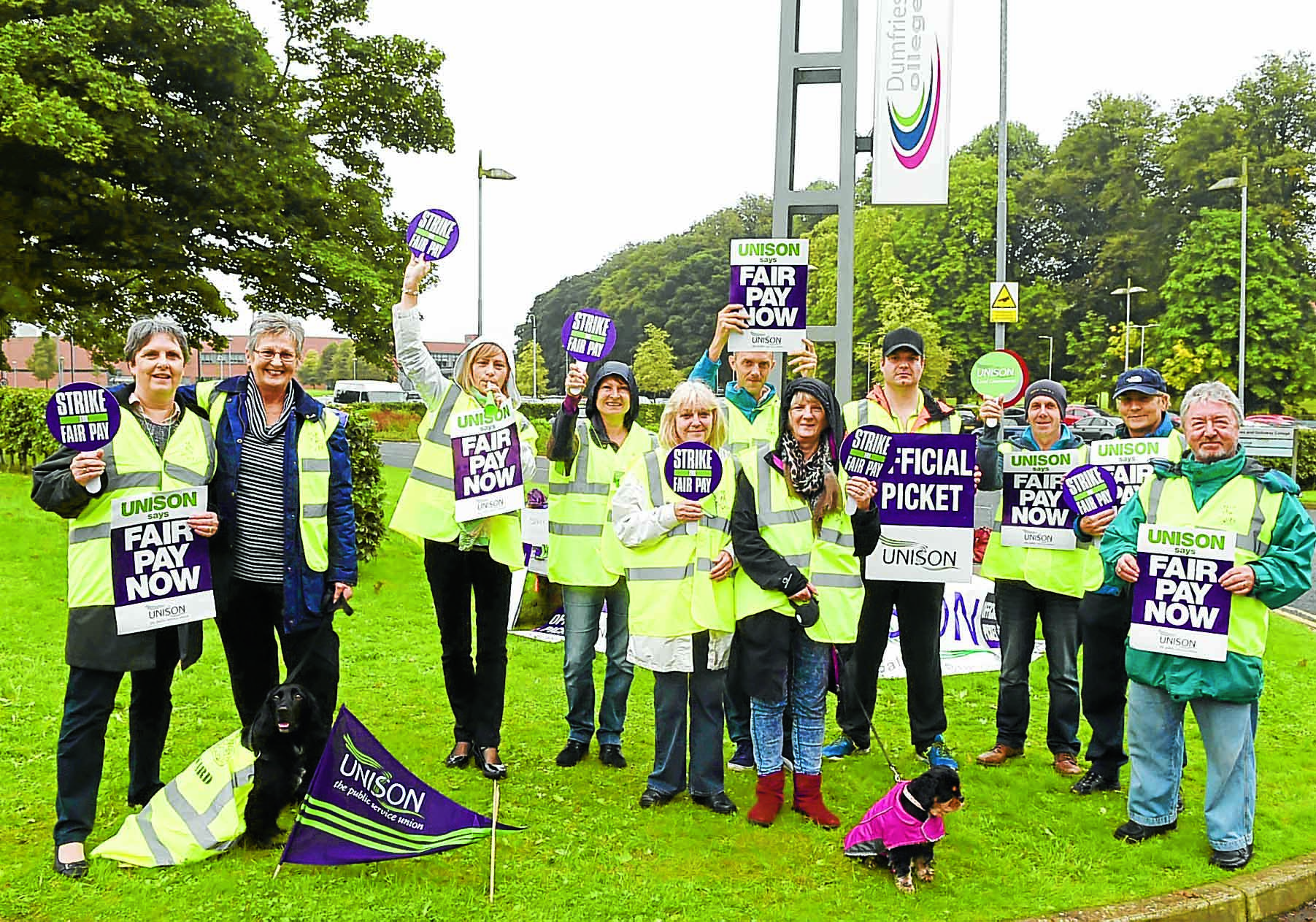 College staff on the picket line