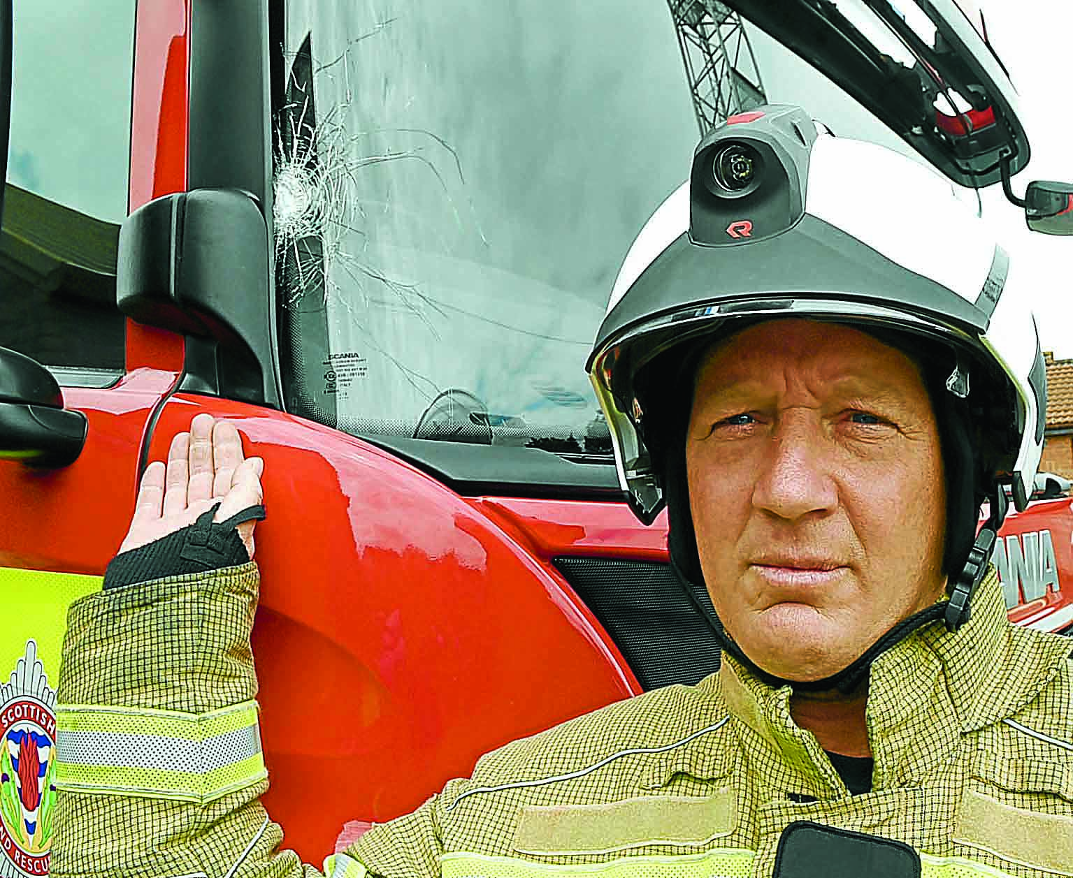 Yobs damage fire engine